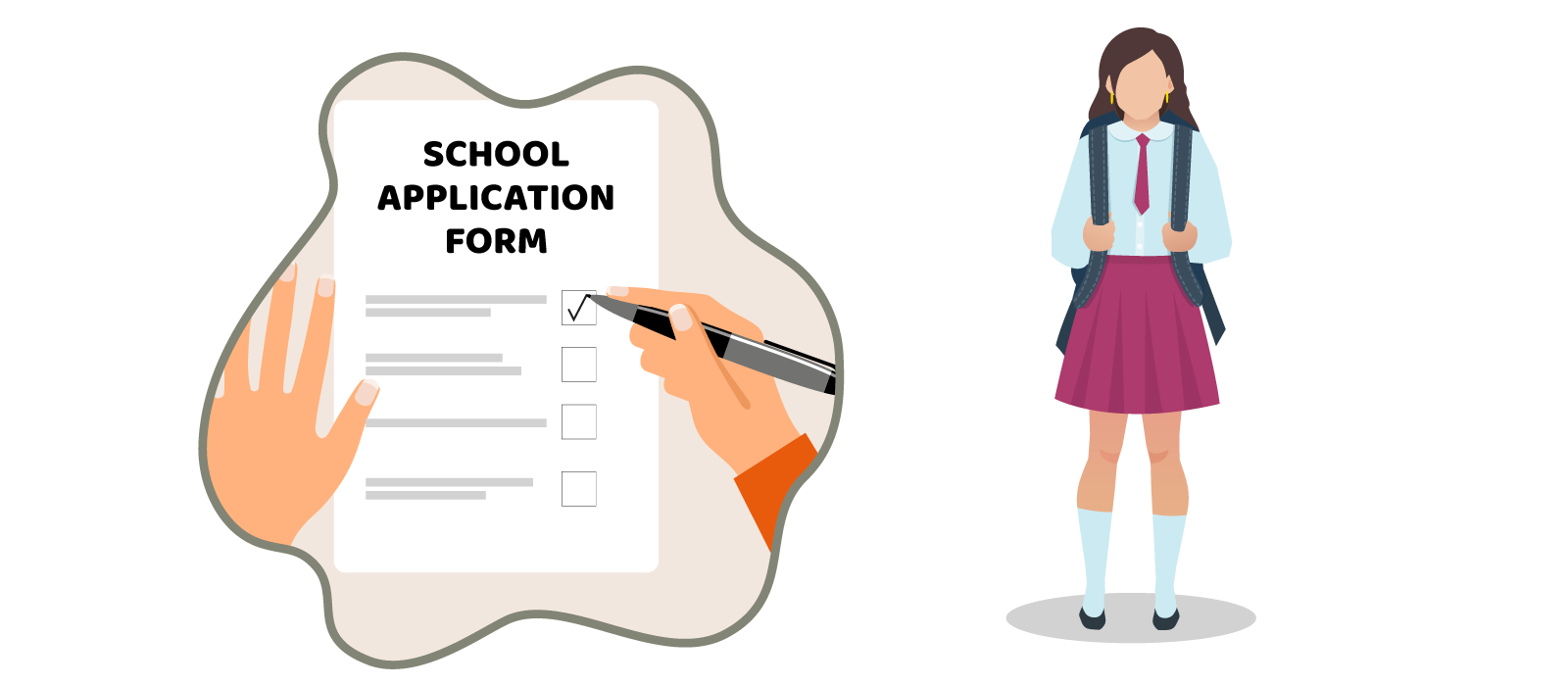 Application form for school and child's first day at school